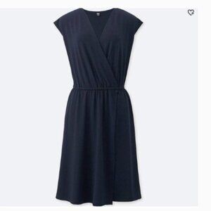 Uniqlo Half Wrap Navy Dress - L